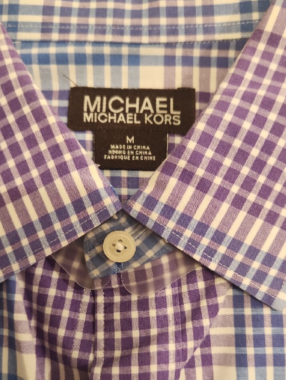 Michael Kors Blue & Purple Plaid Button-Down Shirt - Picture 3 of 3